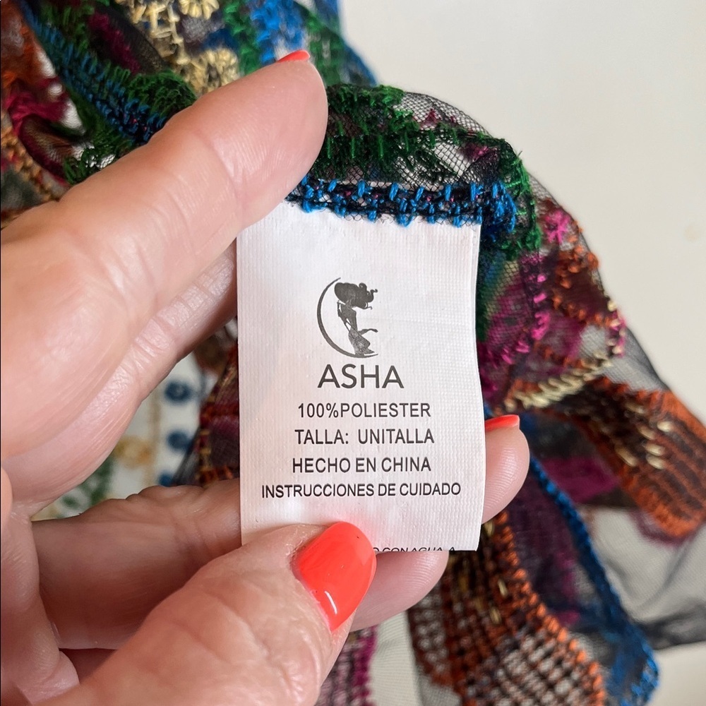 Asha NWT Colorful Sheer Embroidered Kimono OS - Picture 8 of 13